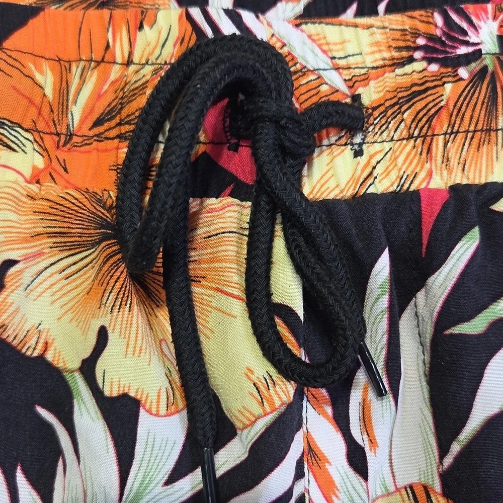 COOFANDY Men's XXL Tropical‎ Floral Swim Trunks Board Shorts Black Hawaiian Beac